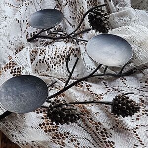 Set Of 2 Wrought Iron Pinecone Candleholder